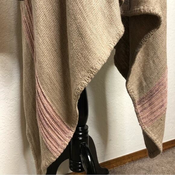 Lauren Ralph Lauren tan pink southwestern open long wool blend cardigan L/XL - Picture 4 of 16